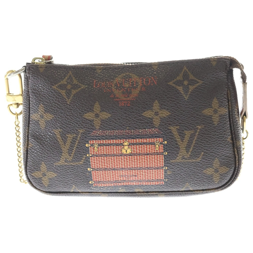 LOUIS VUITTON(ルイヴィトン) モノグラム ミニポシェットアクセソワール トランク&ロック ポーチ ケース ブラウン PVC M60417 ゴールド金具 レディース
