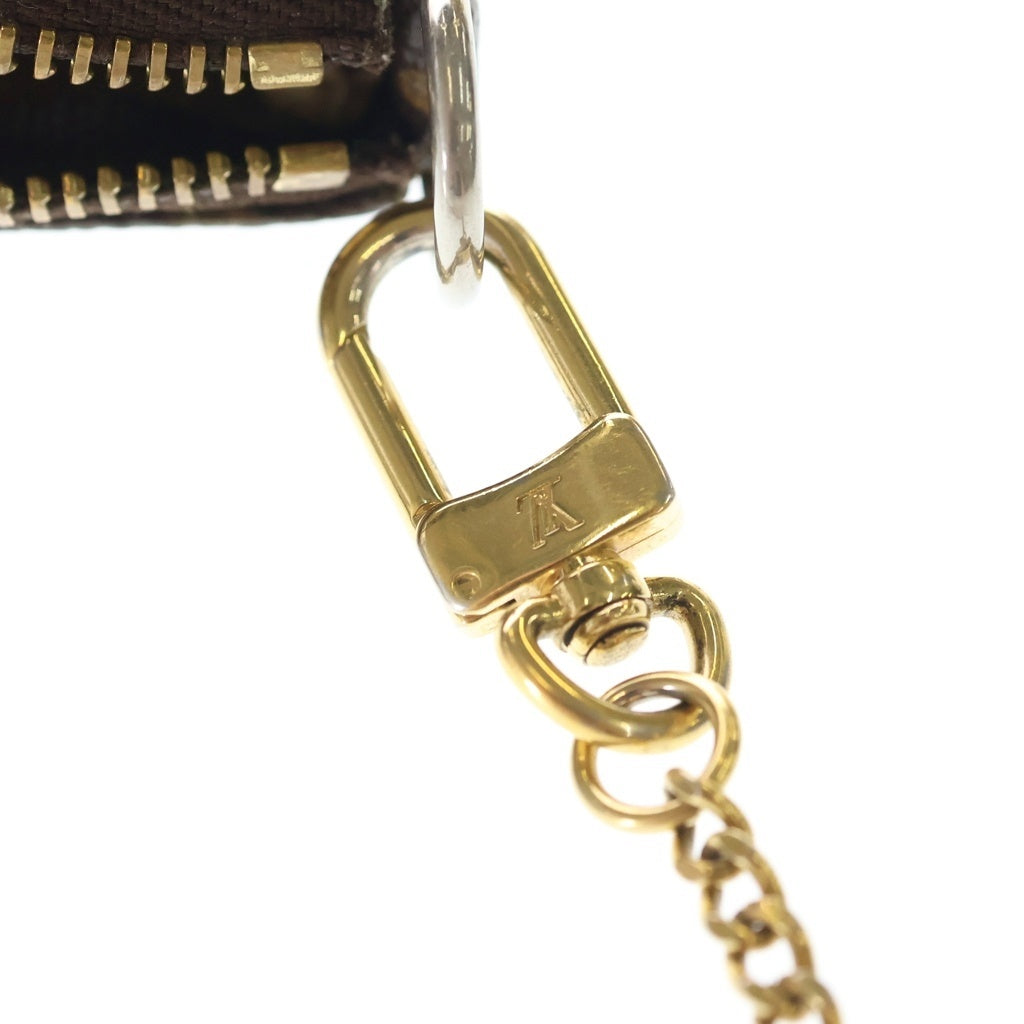 LOUIS VUITTON(ルイヴィトン) モノグラム ミニポシェットアクセソワール トランク&ロック ポーチ ケース ブラウン PVC M60417 ゴールド金具 レディース