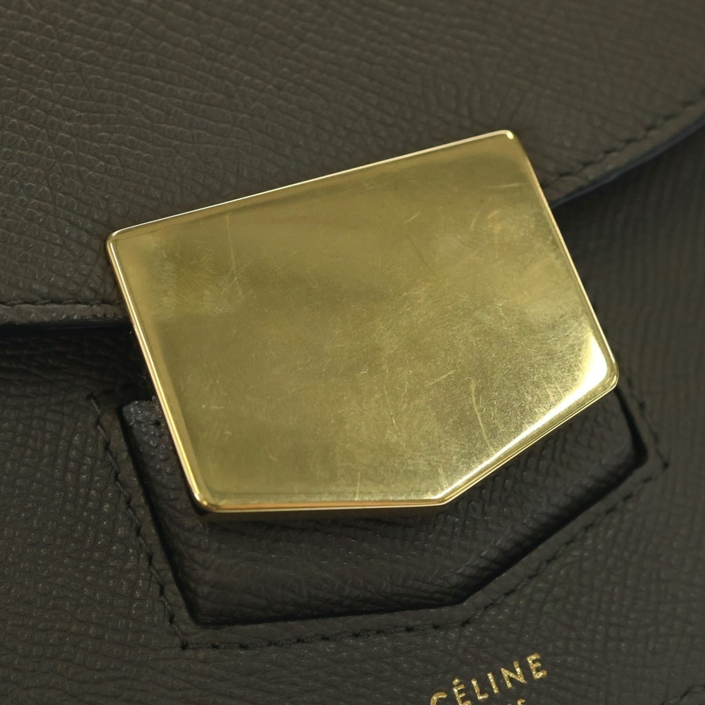 CELINE(セリーヌ) トロッター ショルダーバッグ グレー レザー ゴールド金具 レディース