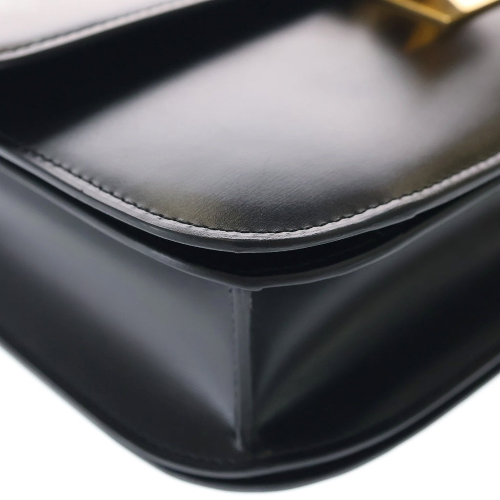 CELINE(セリーヌ) クラシックボックス ミディアム ショルダーバッグ ブラック レザー ゴールド金具 レディース