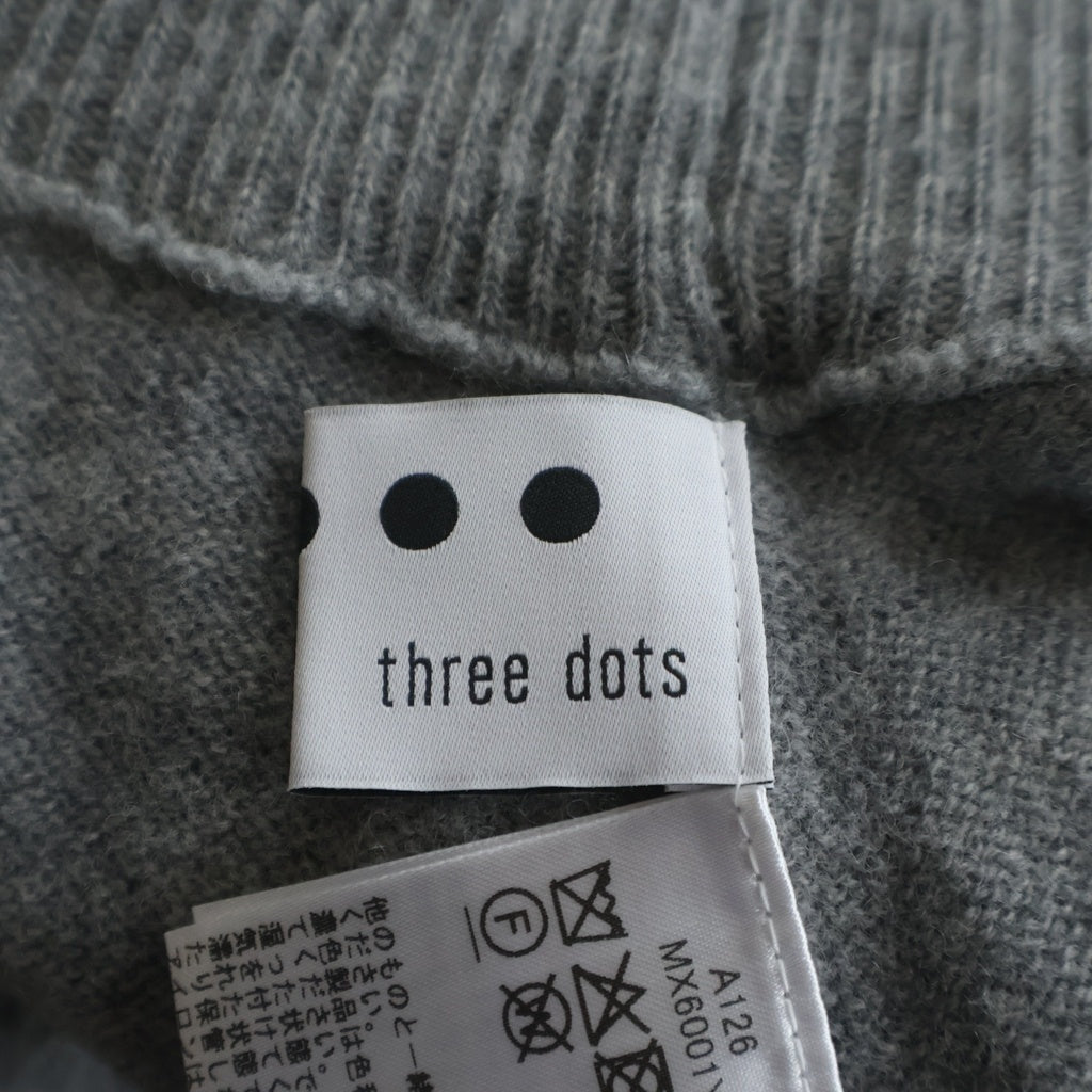 three dots(スリードッツ) Wool cashmere pants ウールカシミヤパンツ ニット リブ グレー MX6001Y レディース
