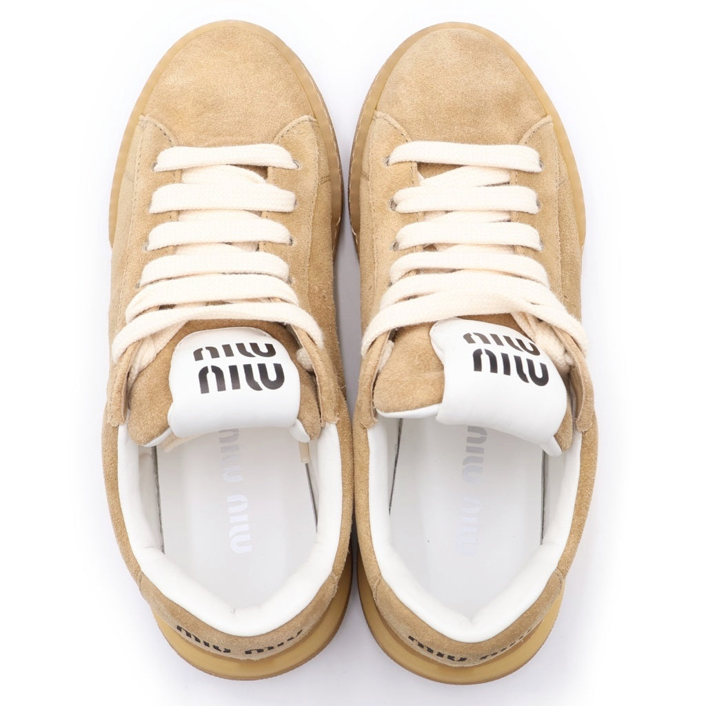 miumiu(ミュウミュウ) プリューム スエード ローカットスニーカー シューズ ブラウン レディース