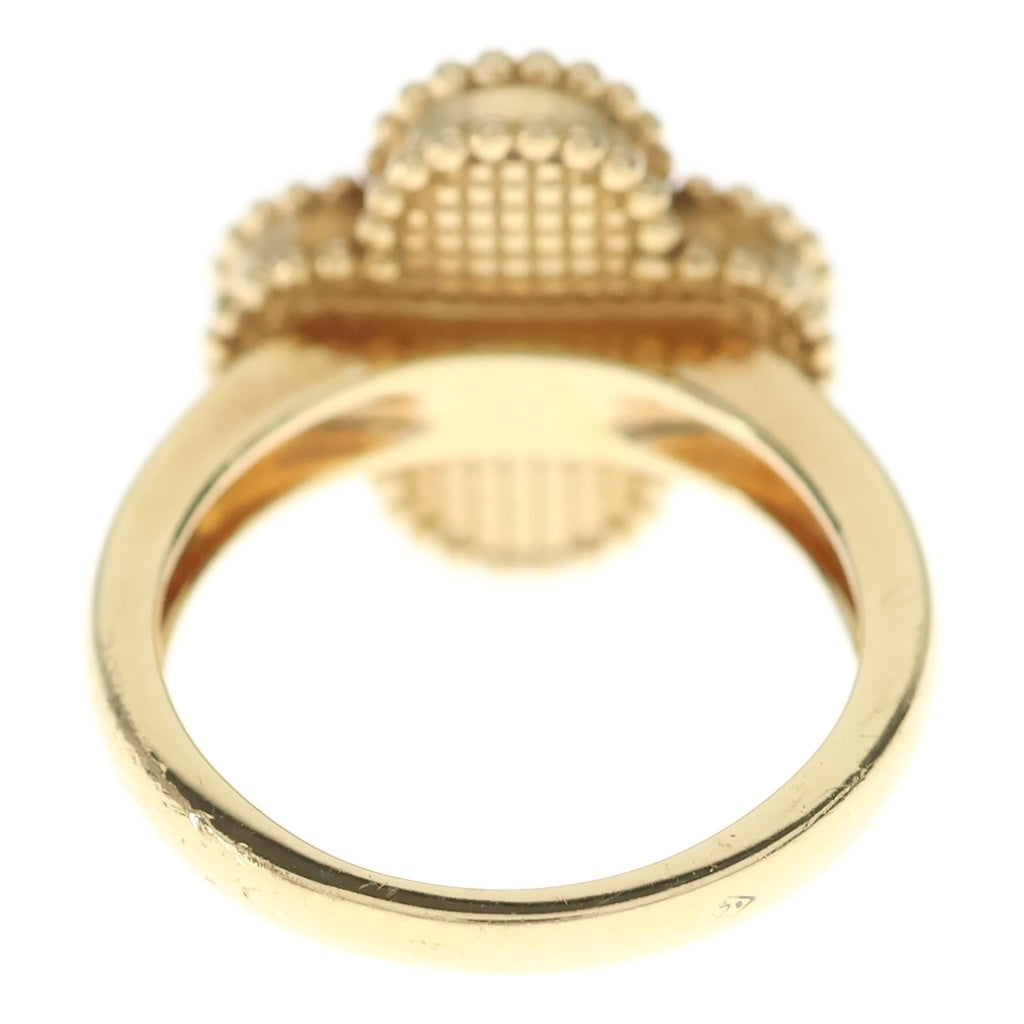 Van Cleef & Arpels(ヴァンクリーフアンドアーペル) ヴィンテージアルハンブラ マザーオブパール 1Pダイヤ リング ホワイト×イエローゴールド 750YG #48 レディース