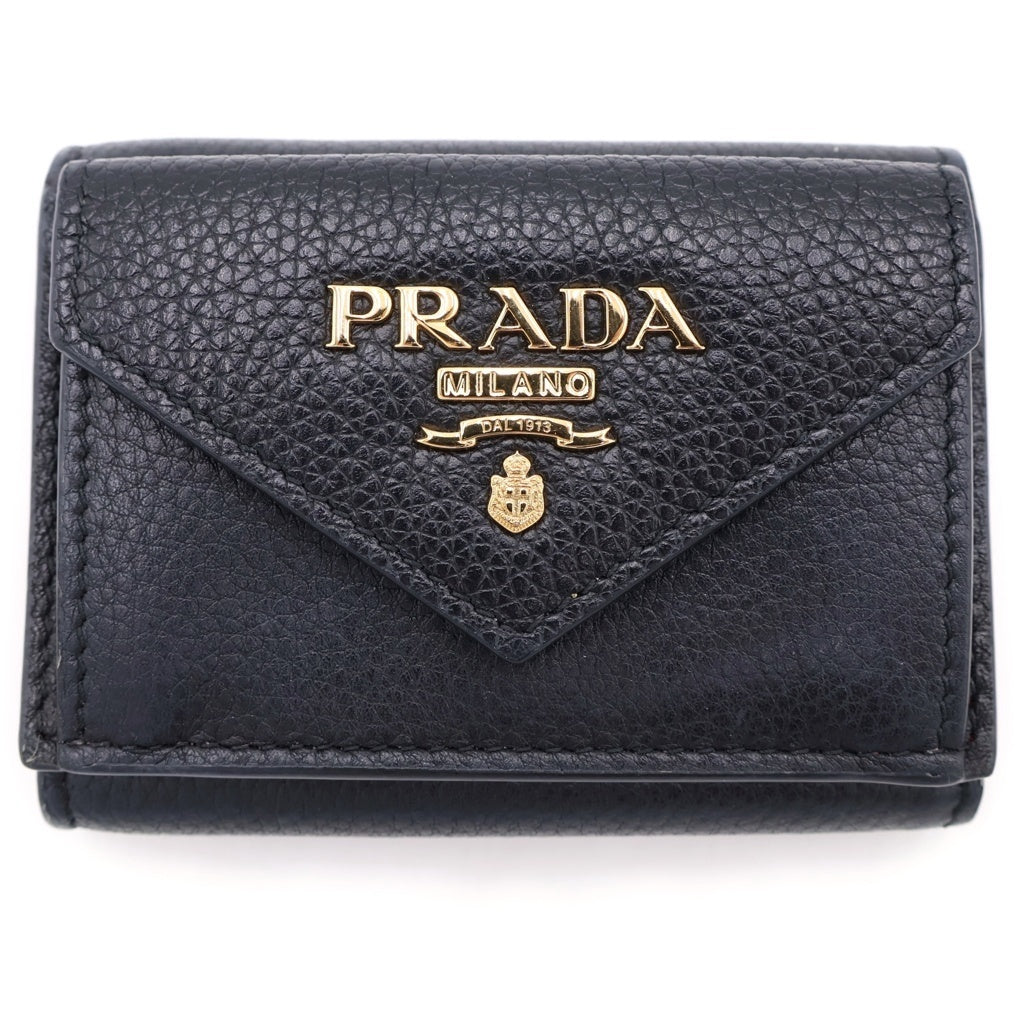 PRADA 三つ折り財布 ブラック 良品✨PRADA 楽天 IC搭載 PRADA 三つ折
