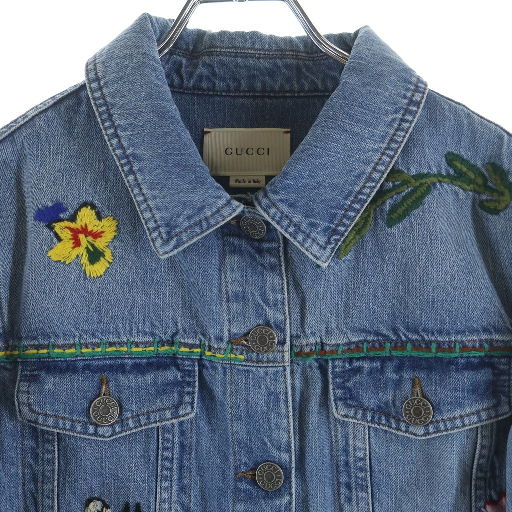 GUCCI(グッチ) 刺繍デニムジャケット トラッカージャケット インディゴ 457172 レディース