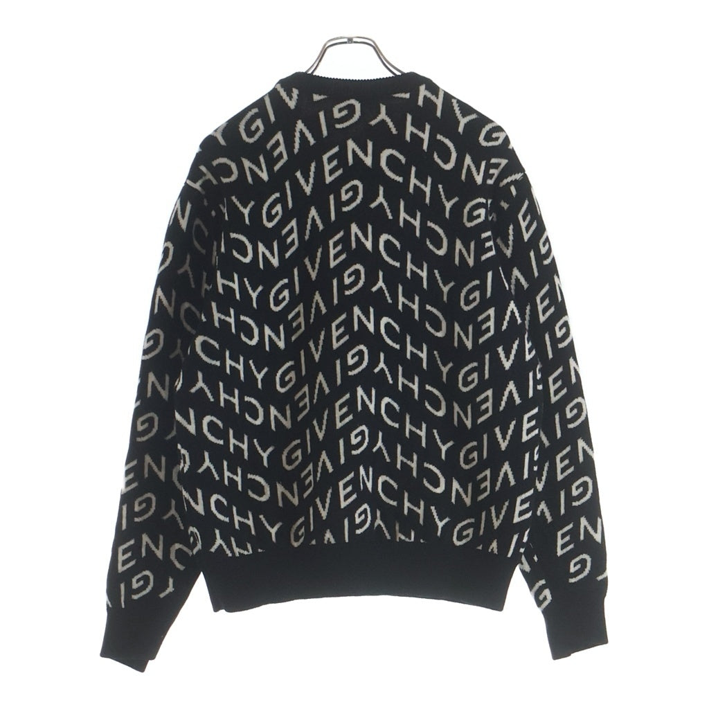 GIVENCHY(ジバンシィ) 総柄 長袖ウールニット セーター ロゴ ブラック/ホワイト BM90EQ4Y7G