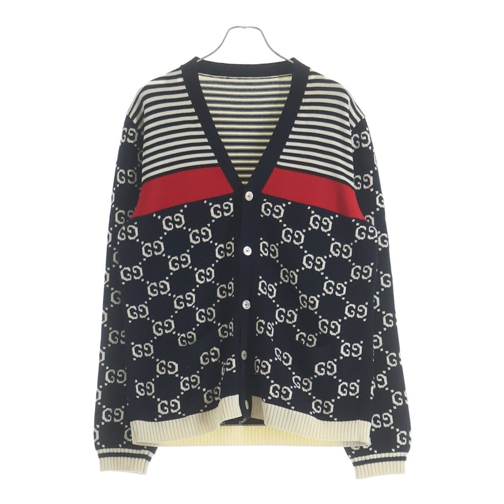 GUCCI(グッチ) GGジャガード コットンカーディガン 総柄 ブラック 523048