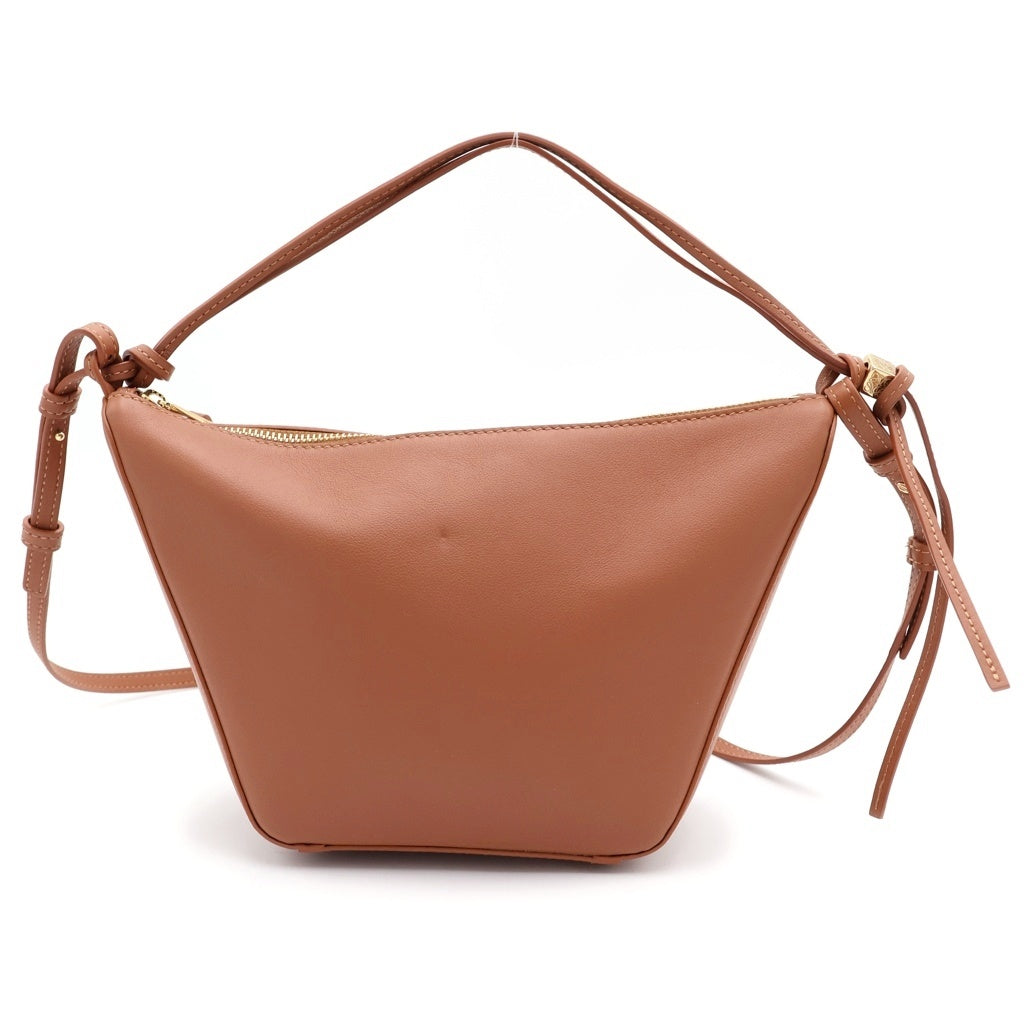 LOEWE(ロエベ) ハンモック ミニホーボー レザー 2WAY ハンド ショルダーバッグ ゴールド金具 ブラウン レディース