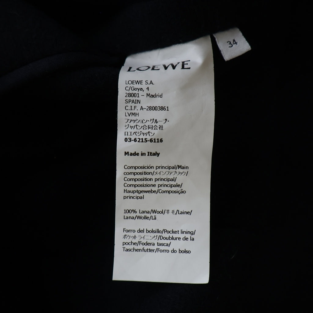 LOEWE(ロエベ) ぺブル 金ボタン ウールピーコート ネイビー #34 レディース