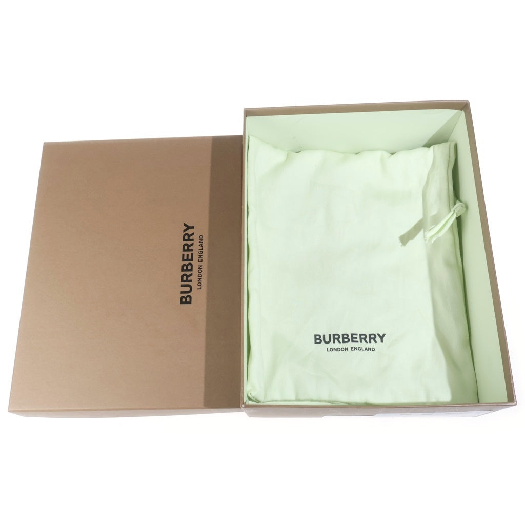 BURBERRY(バーバリー) ヒールレザーサンダル ロゴ ゴールド金具 ホワイト レディース
