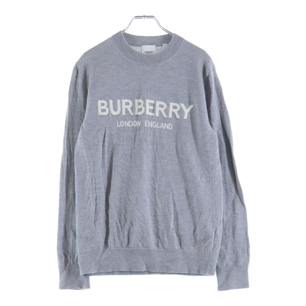BURBERRY(バーバリー) ウール ナイロン ロゴ長袖ニット セーター グレー 8054897