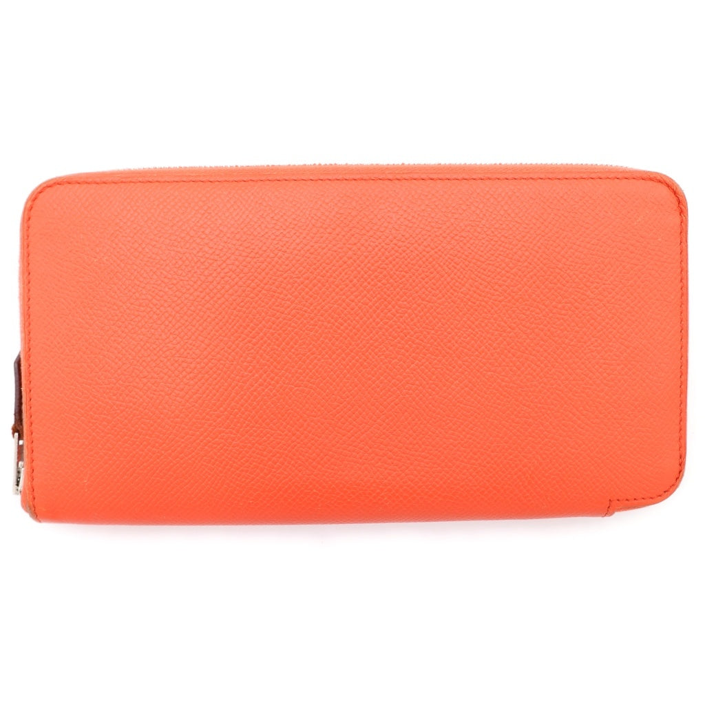 HERMES(エルメス) アザップロング シルクイン ロングウォレット 長財布 カードケース レッド オレンジ エプソン レザー T刻印 シルバー金具