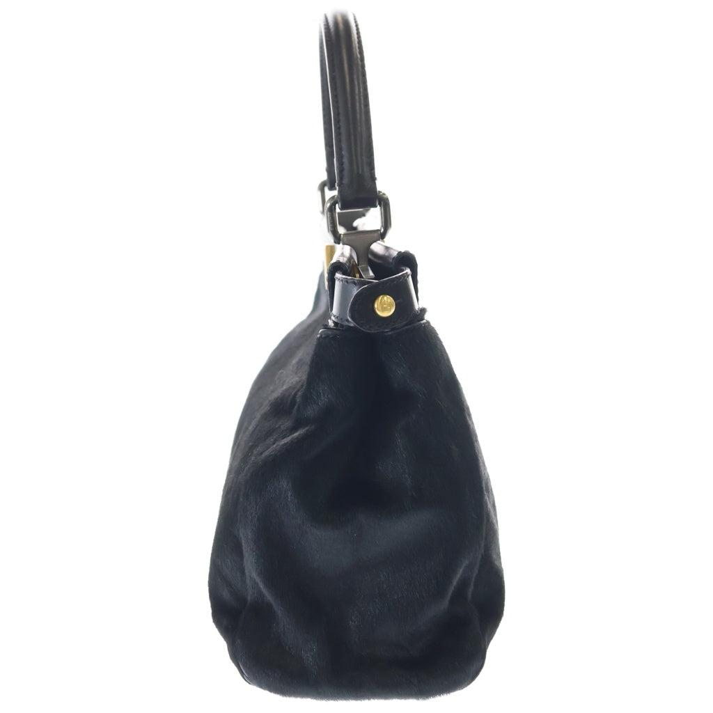 FENDI(フェンディ) ピーカブー ミディアム ハラコ×パイソン×レザー 2WAY ハンドバッグ ショルダーバッグ ブラック レディース