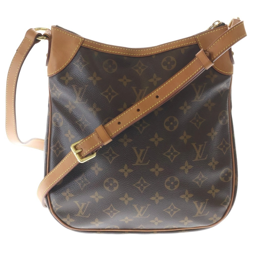 LOUIS VUITTON(ルイヴィトン) モノグラム オデオンPM ショルダーバッグ ポシェット ブラウン レザー×PVC M56390 ゴールド金具 レディース