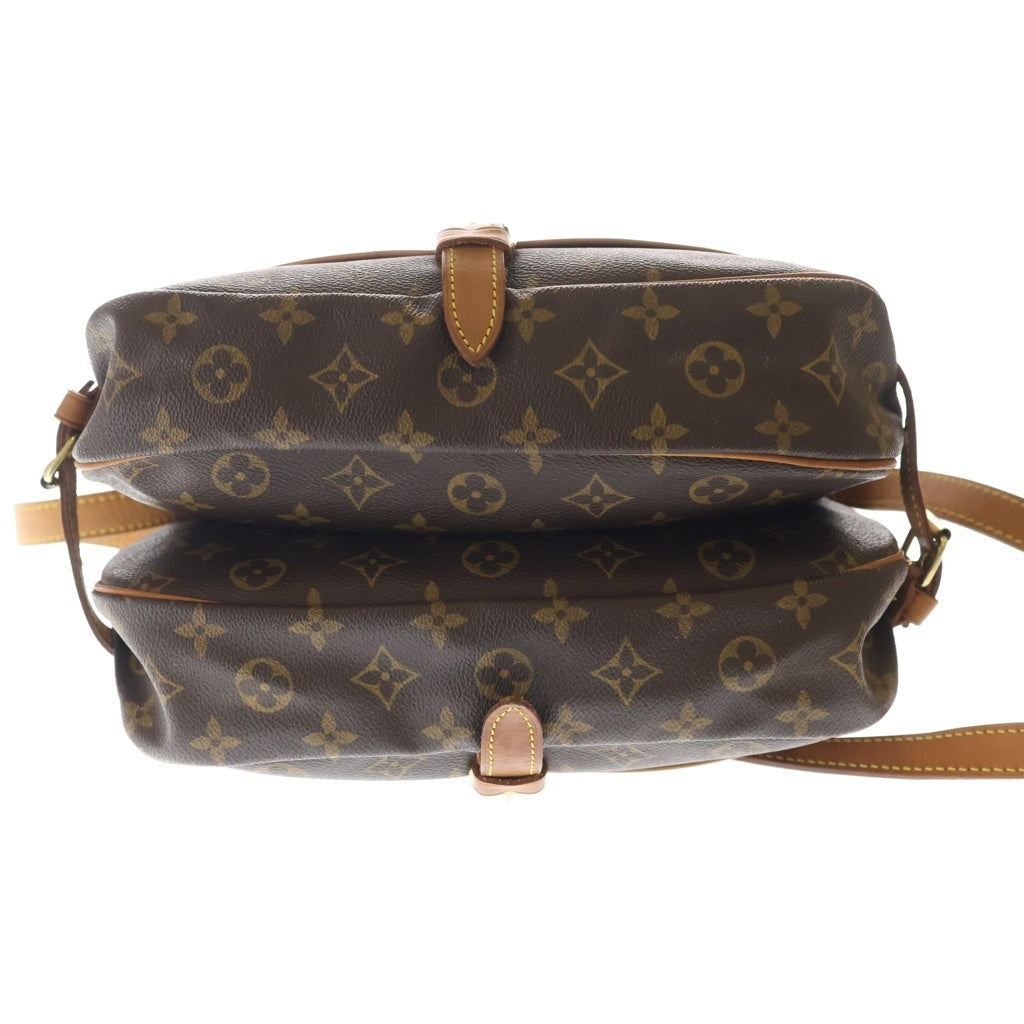 LOUIS VUITTON(ルイヴィトン) モノグラム ソミュール30 ショルダーバッグ ブラウン レザー×PVC M42256 ゴールド金具 レディース