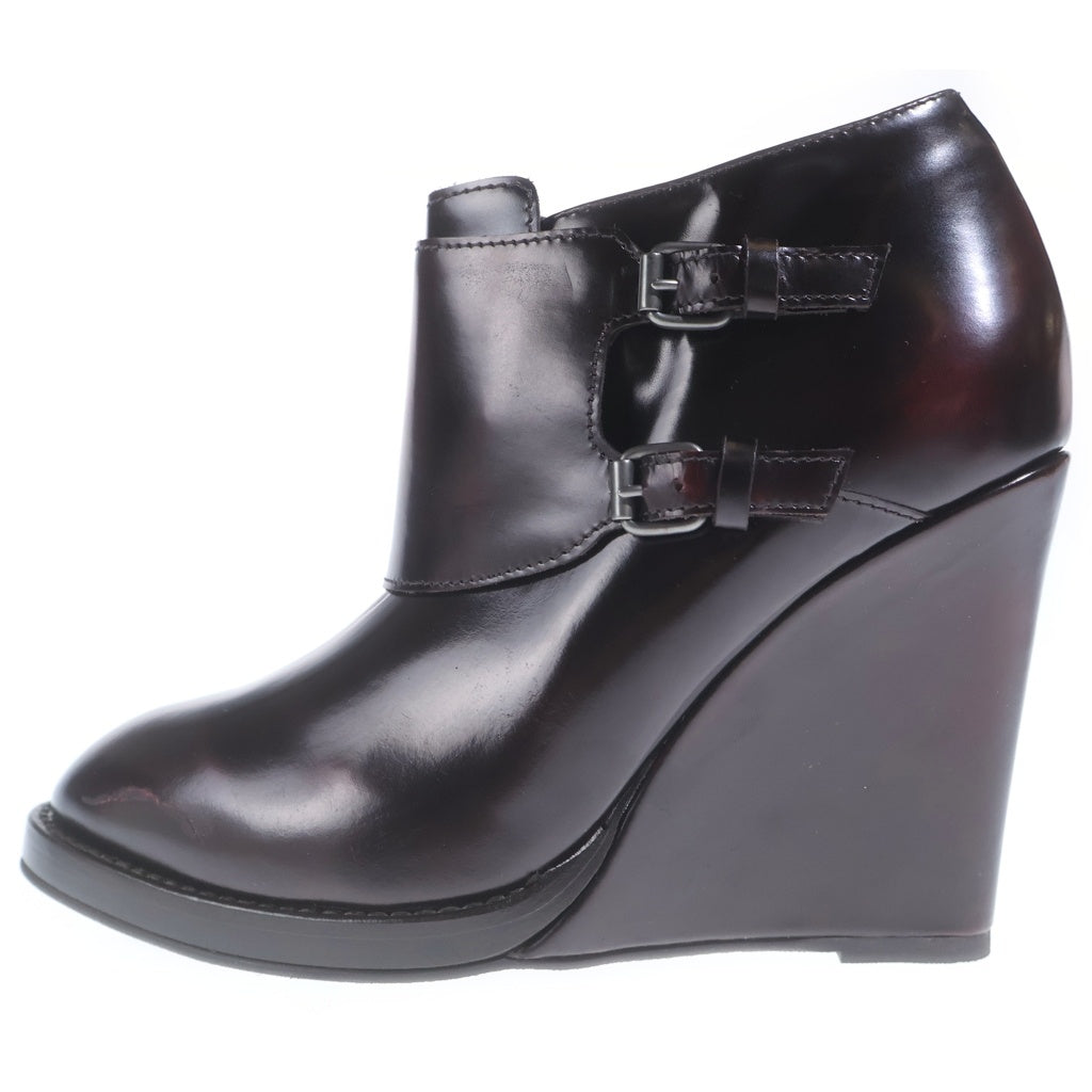 BRUNELLO CUCINELLI(ブルネロクチネリ) レザー 厚底 ヒール ショートブーツ シューズ #37 ボルドー レディース