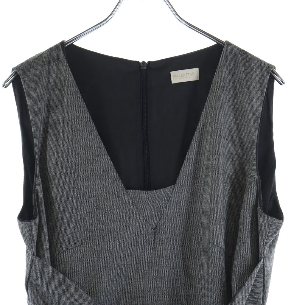 VALENTINO(ヴァレンティノ) ベルト付き ノースリーブワンピース ロング ドレス #44 グレー レディース