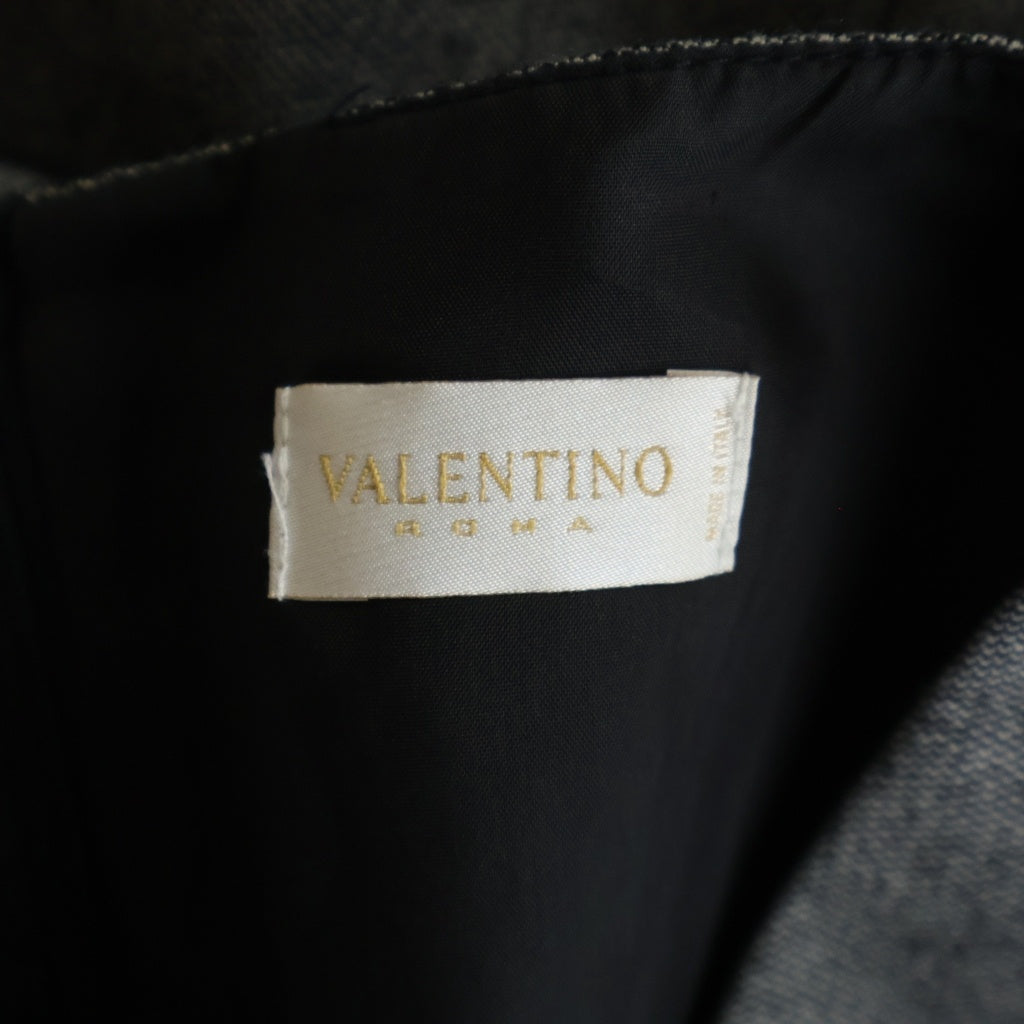 VALENTINO(ヴァレンティノ) ベルト付き ノースリーブワンピース ロング ドレス #44 グレー レディース