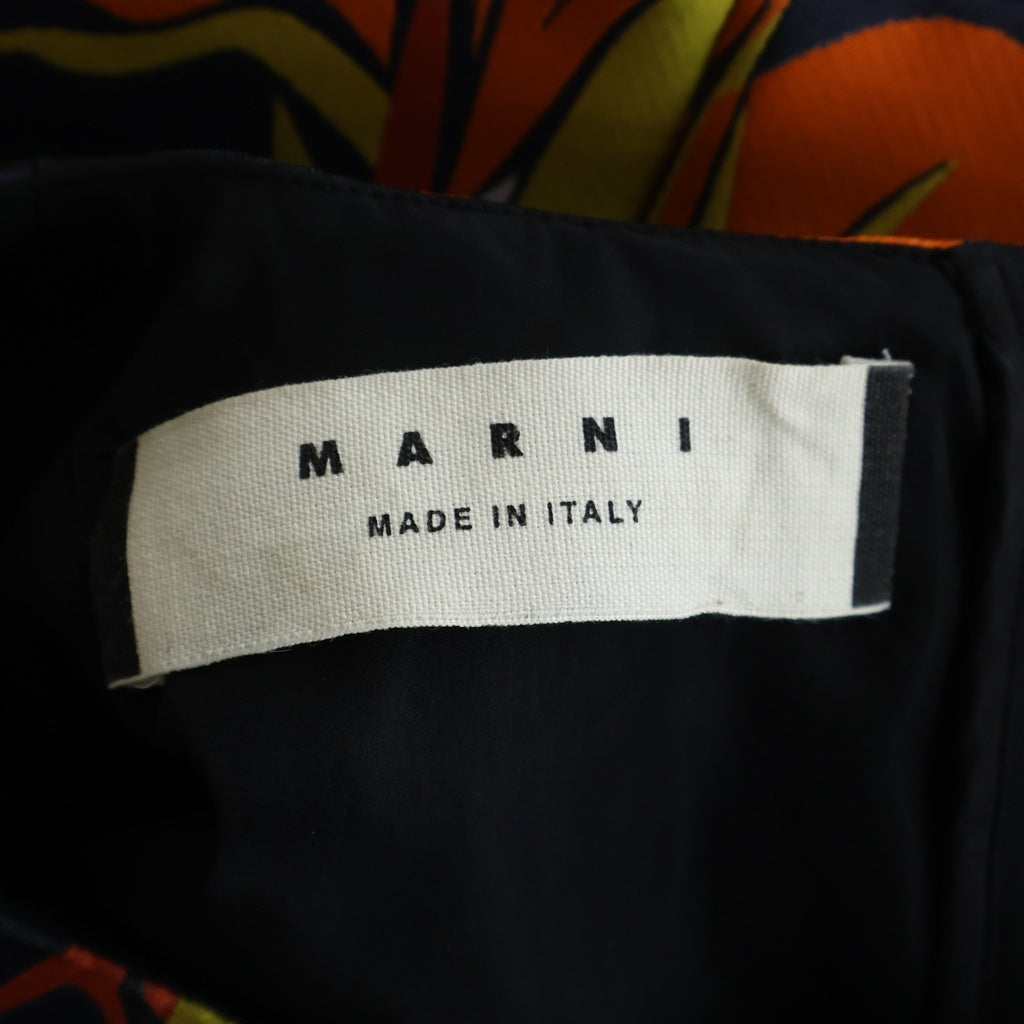 MARNI(マルニ) 花柄 ポリエステル シルク混 ノースリーブワンピース #40 ネイビー レディース