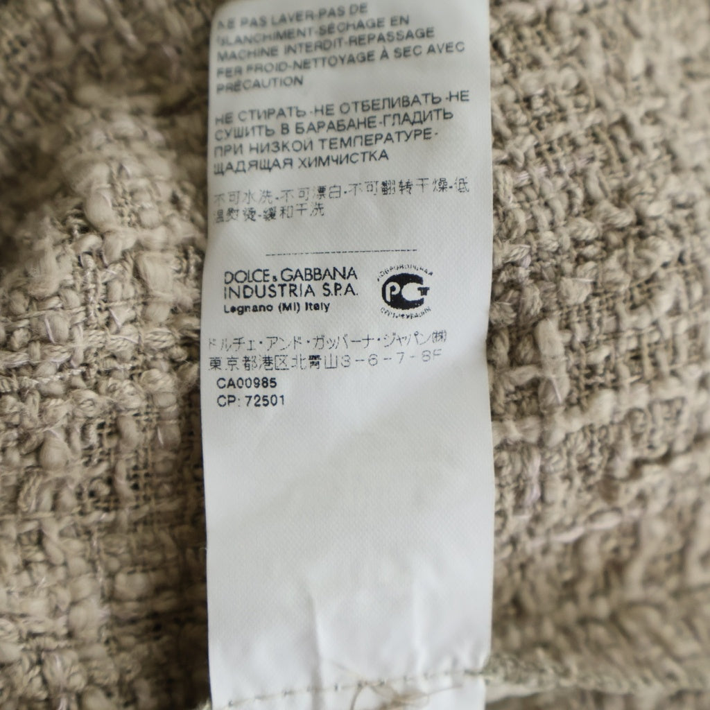 DOLCE & GABBANA(ドルチェアンドガッバーナ) レース コットン ツイード ジャケット #40 ベージュ レディース
