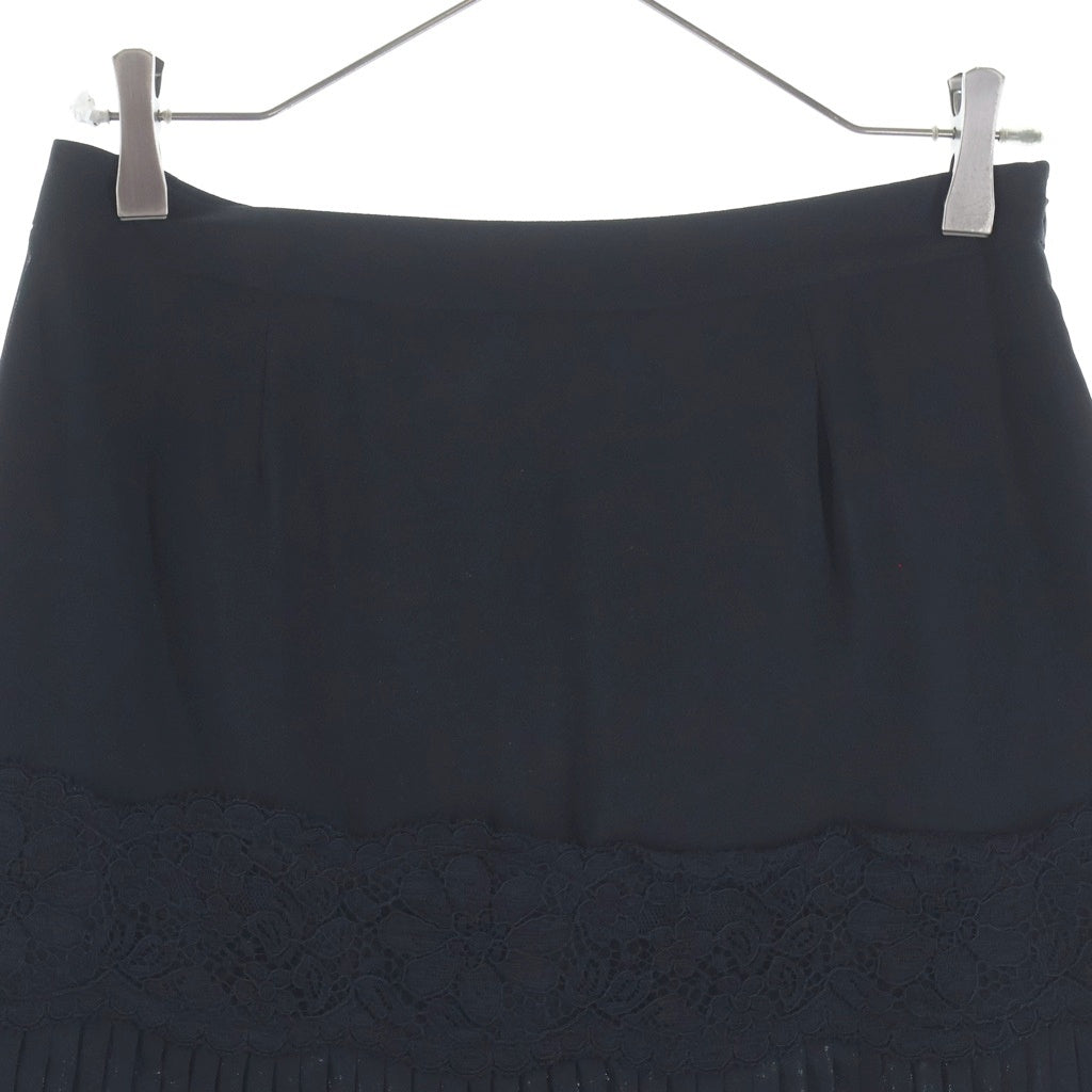 RED VALENTINO(レッド ヴァレンティノ) ポリエステル レース プリーツ ミニスカート #42 ブラック レディース