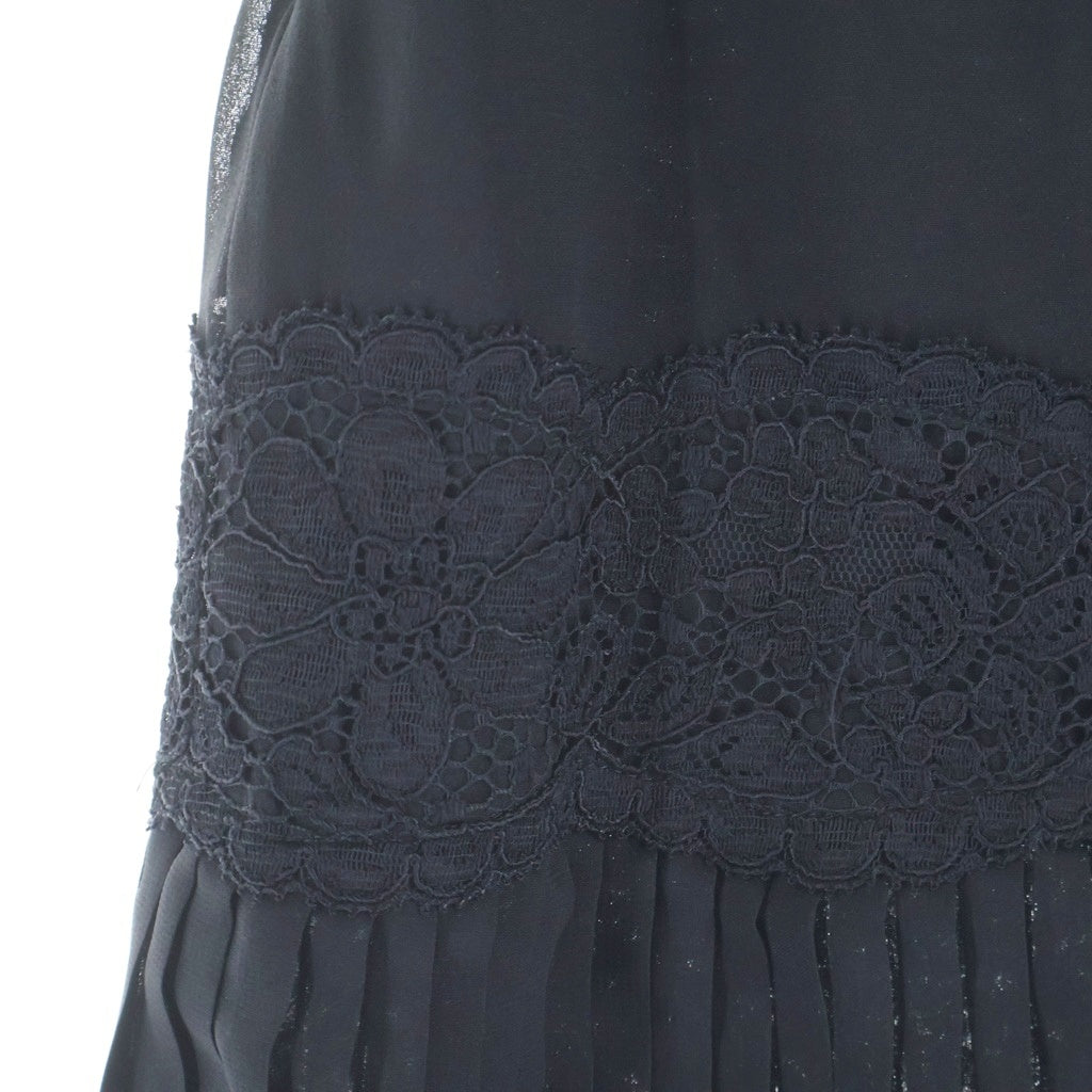 RED VALENTINO(レッド ヴァレンティノ) ポリエステル レース プリーツ ミニスカート #42 ブラック レディース