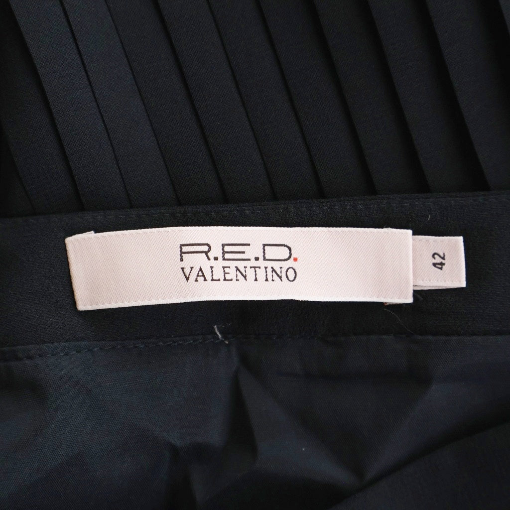 RED VALENTINO(レッド ヴァレンティノ) ポリエステル レース プリーツ ミニスカート #42 ブラック レディース