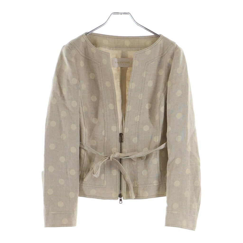VALENTINO(ヴァレンティノ) 水玉 麻 リネン セットアップ スカート ジャケット #42 ベージュ レディース