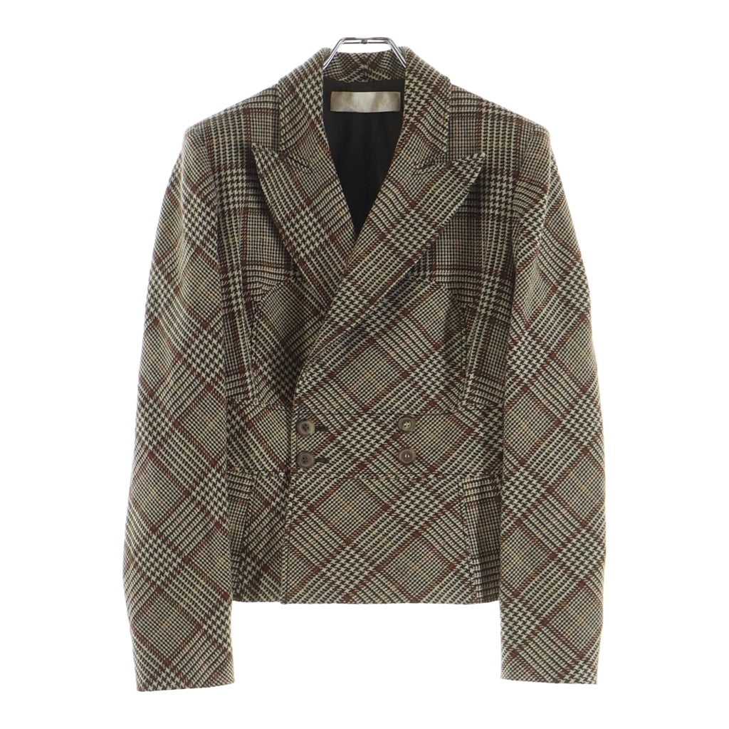 VALENTINO(ヴァレンティノ) チェック柄 ウール セットアップ スカート テーラードジャケット #6 ベージュ レディース