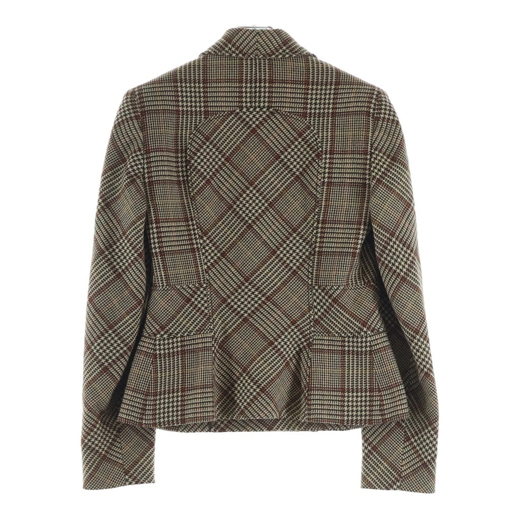 VALENTINO(ヴァレンティノ) チェック柄 ウール セットアップ スカート テーラードジャケット #6 ベージュ レディース