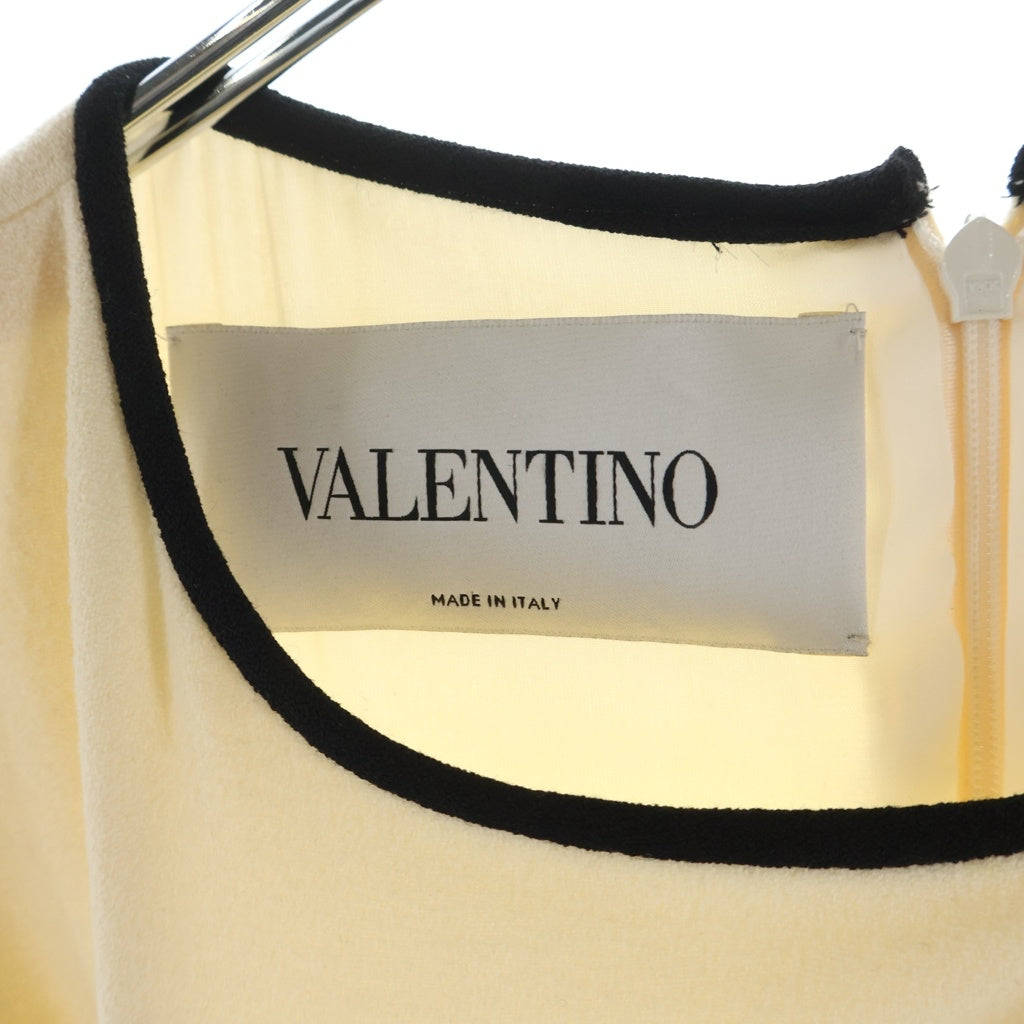 VALENTINO(ヴァレンティノ) バックジップ プリーツスカート ノースリーブワンピース ブラック×アイボリー #4 レディース