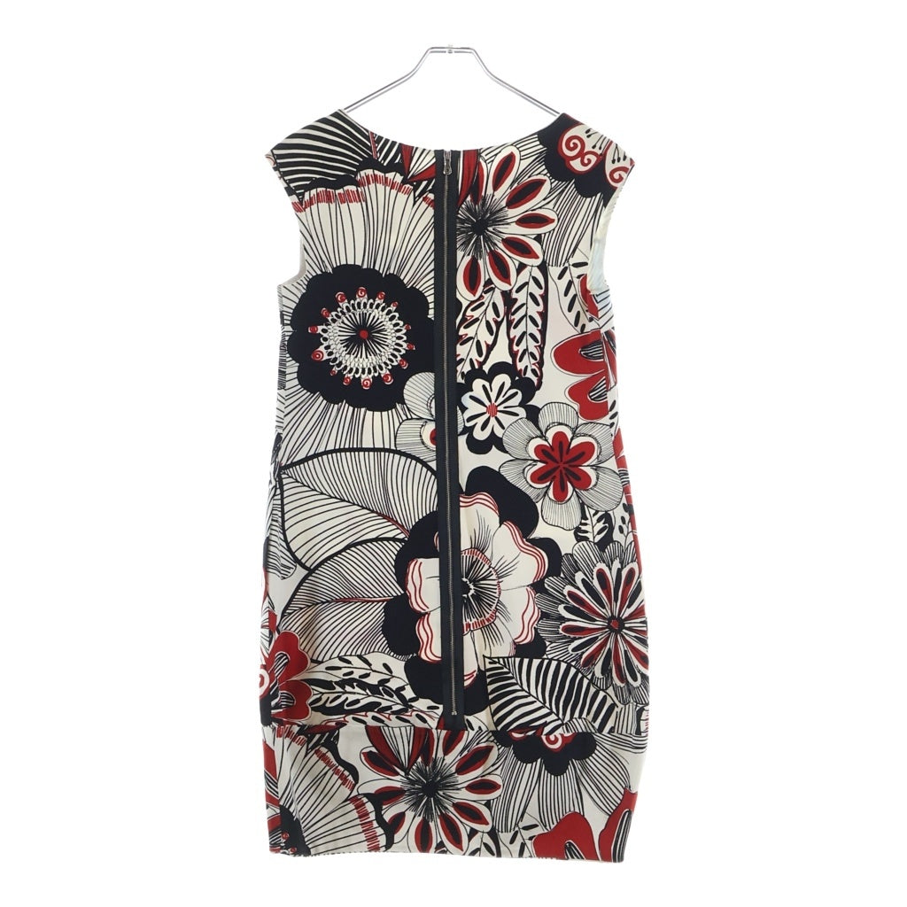 DOLCE & GABBANA(ドルチェアンドガッバーナ) 花柄ノースリーブワンピース ホワイト×ブラック×レッド #40 レディース