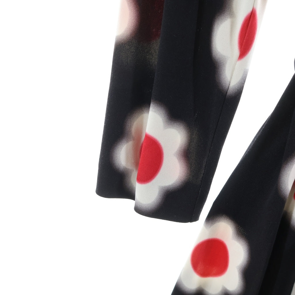 PRADA(プラダ) フラワープリント ひざ丈ワンピース ブラック×レッド レディース