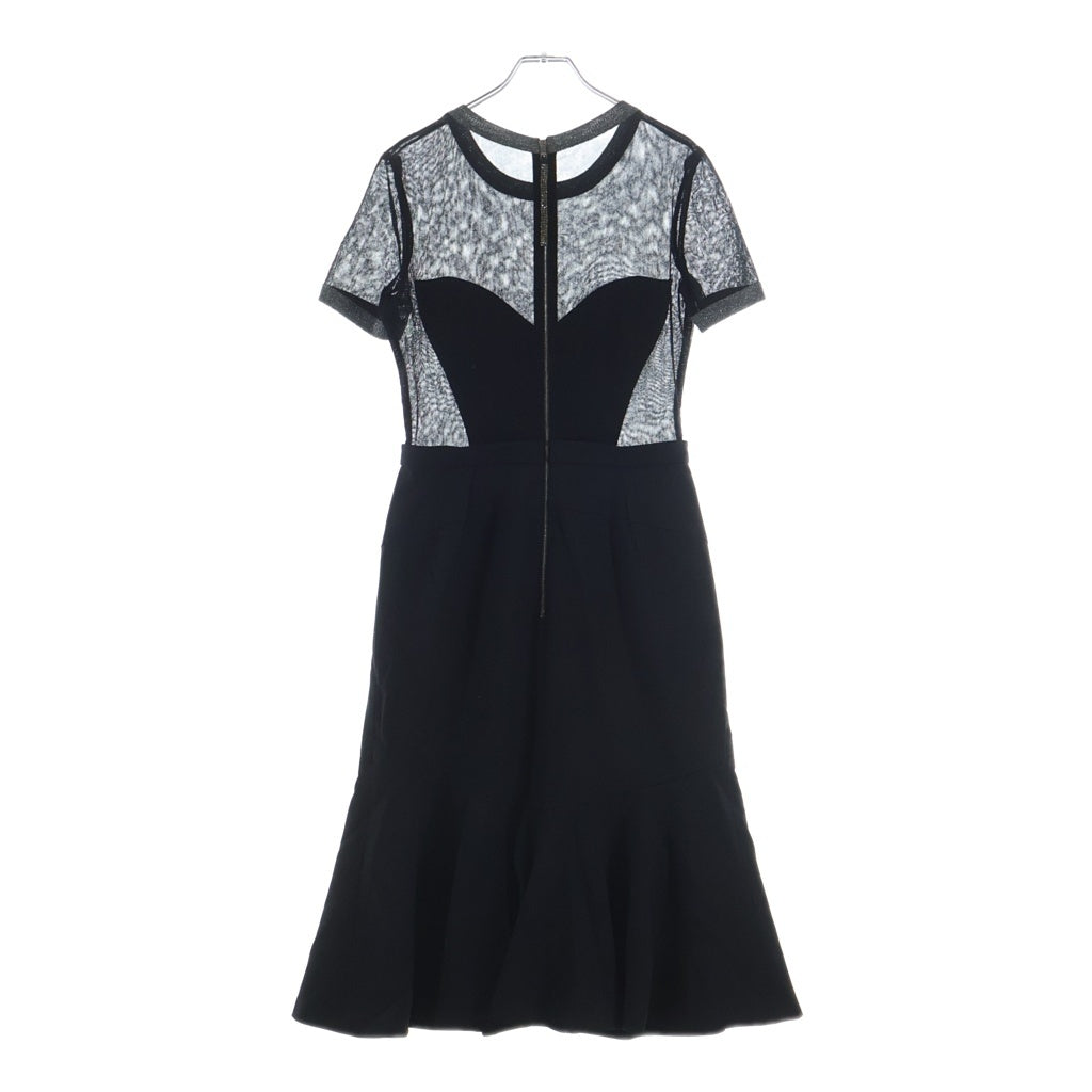 DOLCE & GABBANA(ドルチェアンドガッバーナ) バックジップ 半袖メッシュワンピース ブラック #42 レディース
