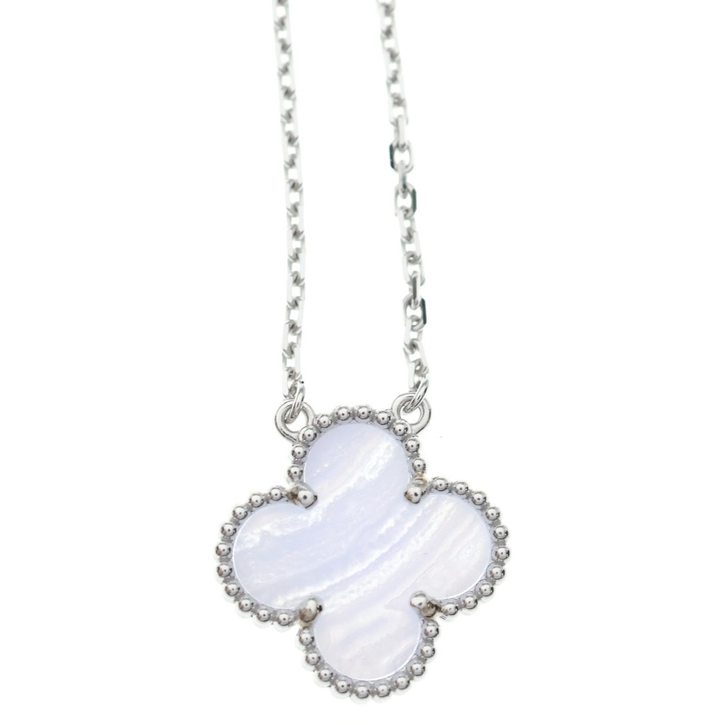 Van Cleef & Arpels(ヴァンクリーフアンドアーペル) ヴィンテージ アルハンブラ カルセドニー ネックレス シルバー VCARD34900 レディース