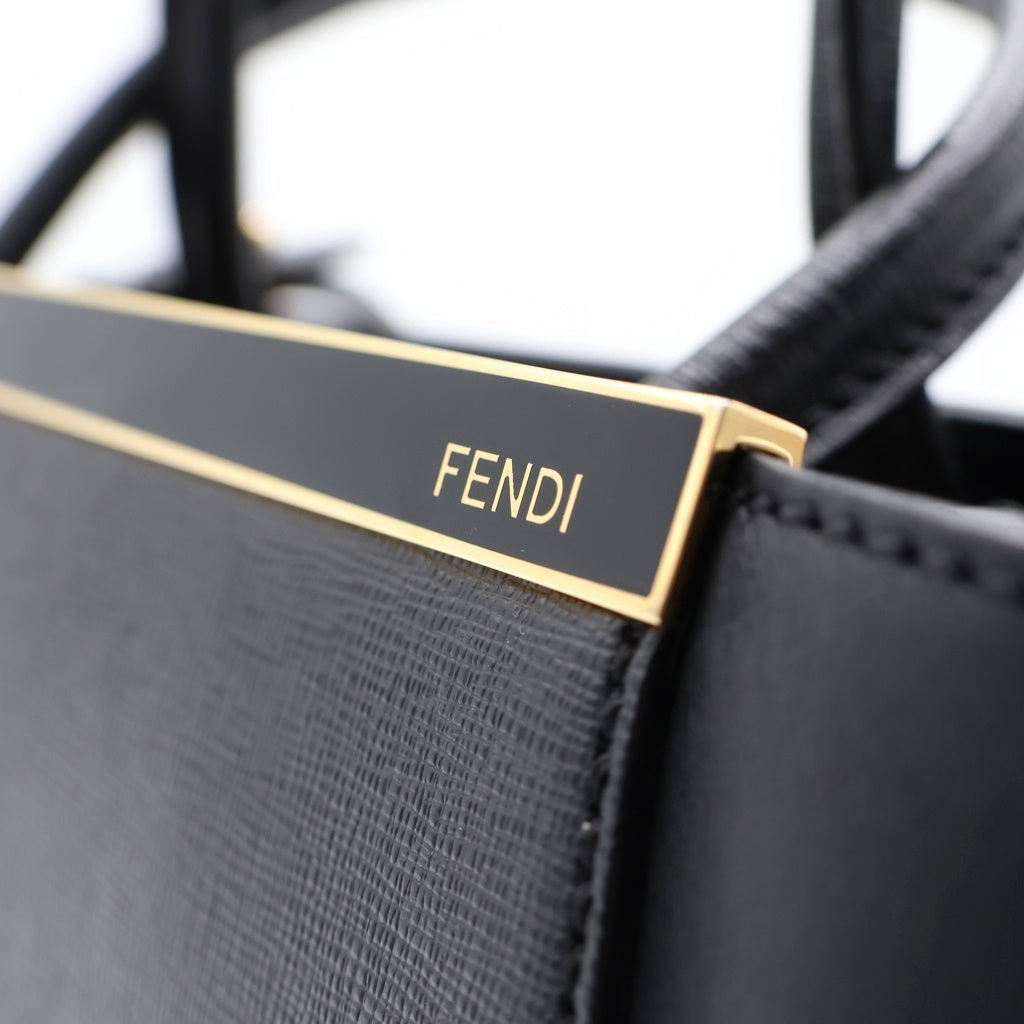 FENDI(フェンディ) プチトゥージュール 2way バック レザー ブラック ゴールド金具 8BH253 レディース
