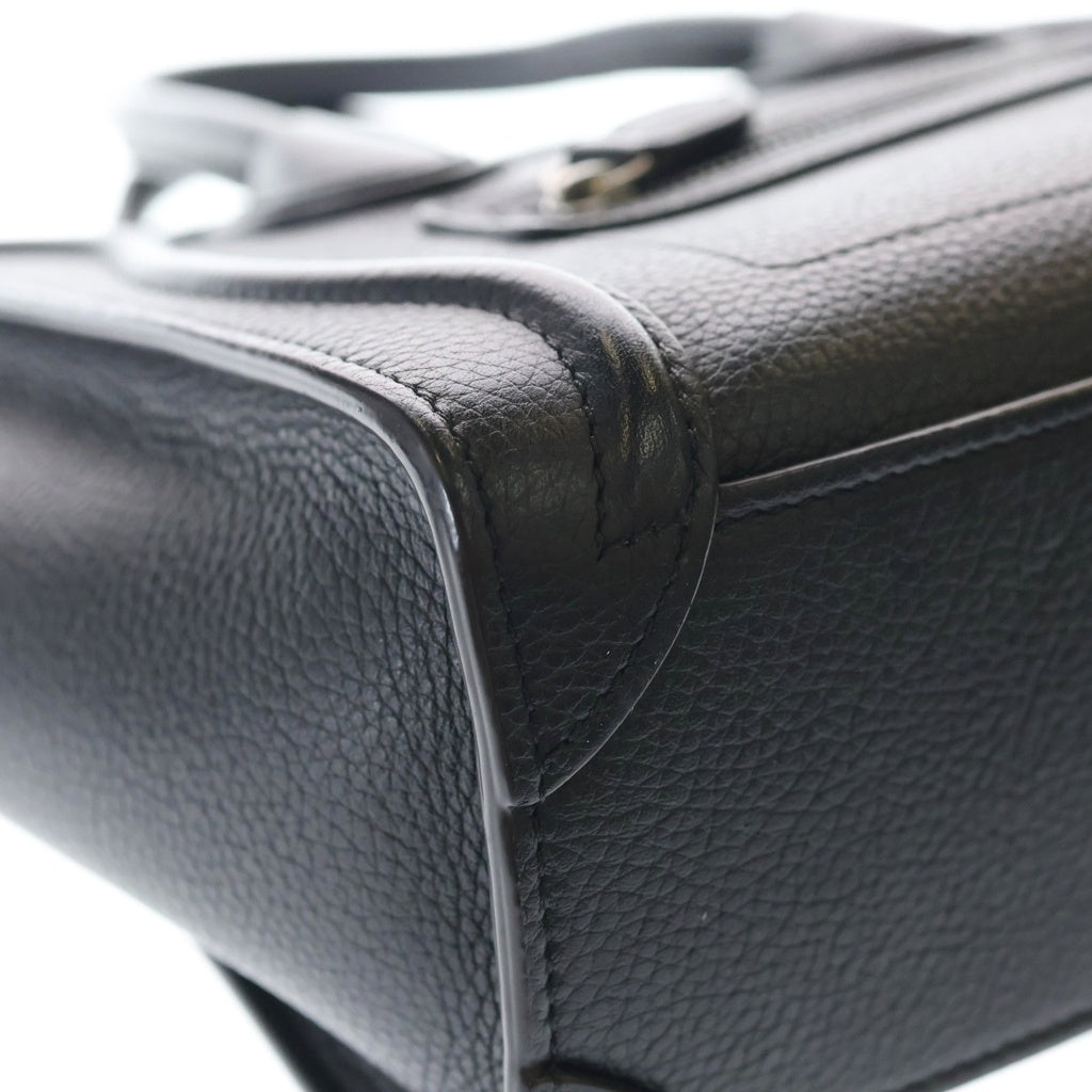 CELINE(セリーヌ) ラゲージ ナノ 2WAYバッグ ハンドバッグ ショルダーバッグ ブラック レザー シルバー金具 レディース