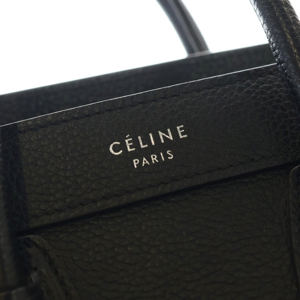 CELINE(セリーヌ) ラゲージ ナノ 2WAYバッグ ハンドバッグ ショルダーバッグ ブラック レザー シルバー金具 レディース