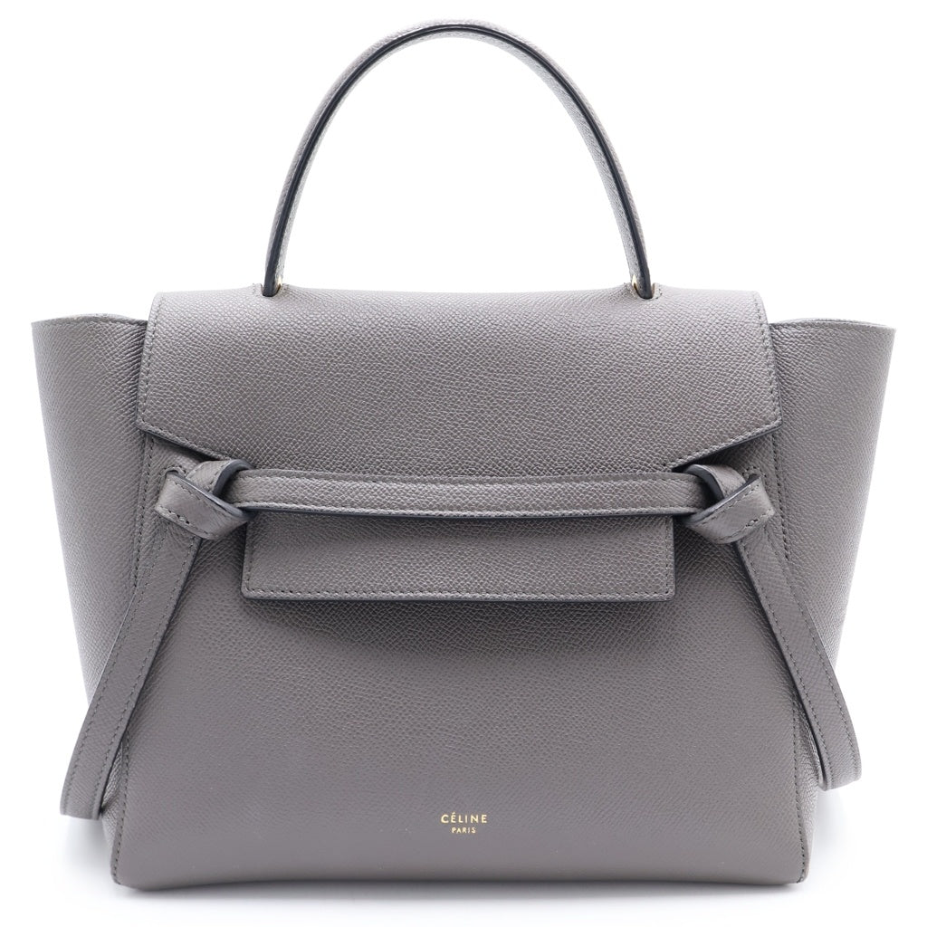 CELINE(セリーヌ) ベルトバッグ マイクロ 2wayショルダーバック グレー ゴールド金具 レザー レディース