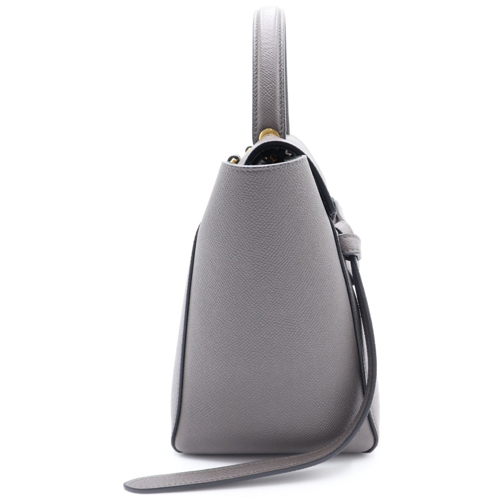 CELINE(セリーヌ) ベルトバッグ マイクロ 2wayショルダーバック グレー ゴールド金具 レザー レディース