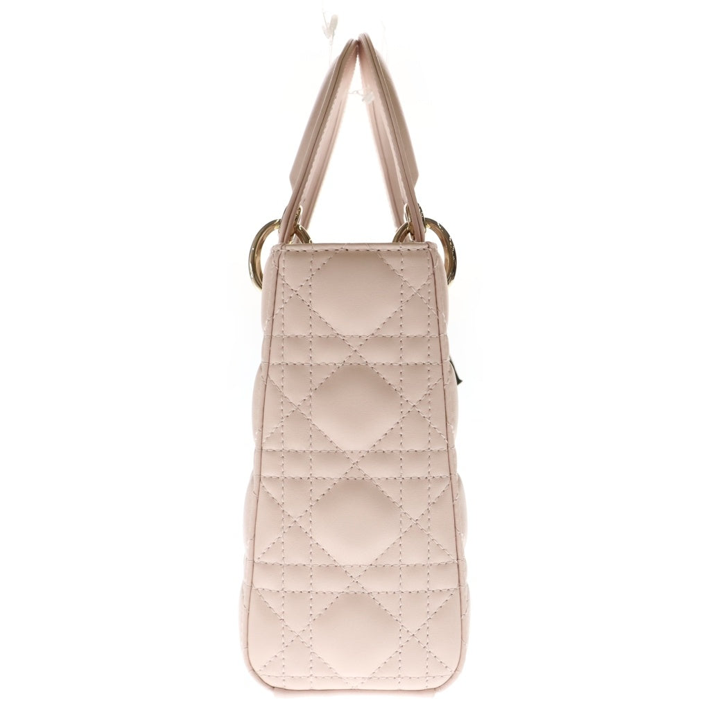 Christian Dior(クリスチャンディオール) MY LADY DIOR マイレディディオール カナージュ スモール ハンドバッグ ピンク レザー レディース