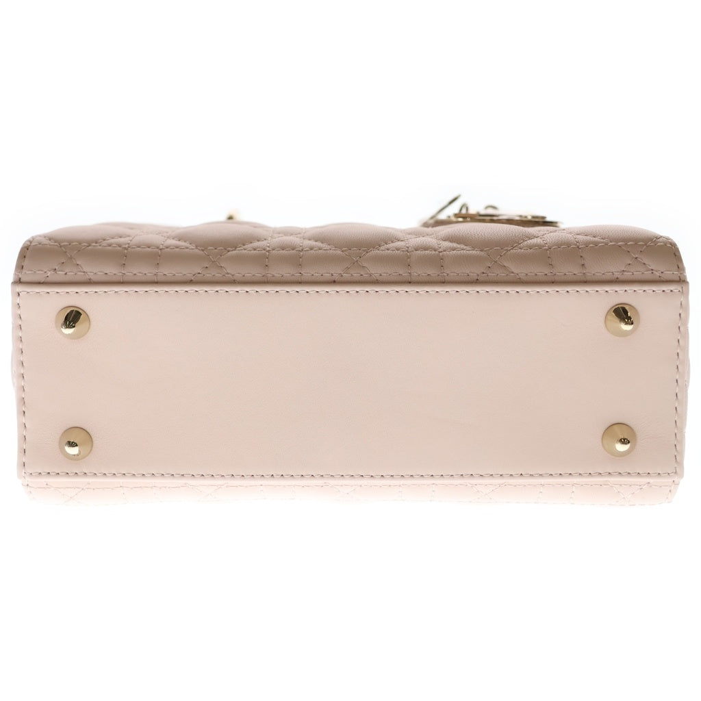 Christian Dior(クリスチャンディオール) MY LADY DIOR マイレディディオール カナージュ スモール ハンドバッグ ピンク レザー レディース