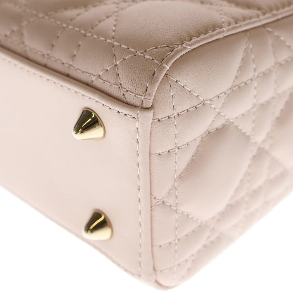 Christian Dior(クリスチャンディオール) MY LADY DIOR マイレディディオール カナージュ スモール ハンドバッグ ピンク レザー レディース