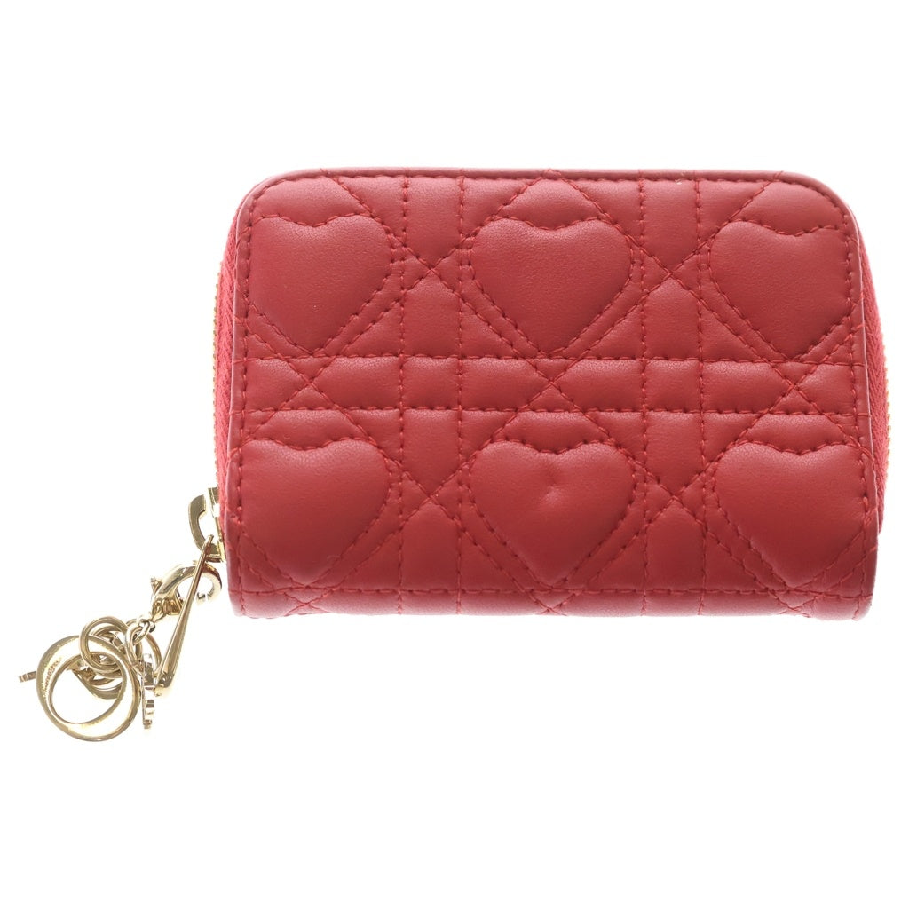 Christian Dior(クリスチャンディオール) レディ ディオール ヴォヤージュ コイン カードケース レザー カナージュ ハート レッド S0985ONHG レディース