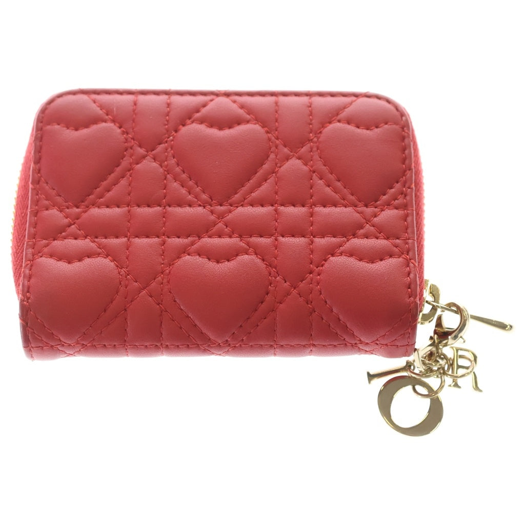Christian Dior(クリスチャンディオール) レディ ディオール ヴォヤージュ コイン カードケース レザー カナージュ ハート レッド S0985ONHG レディース