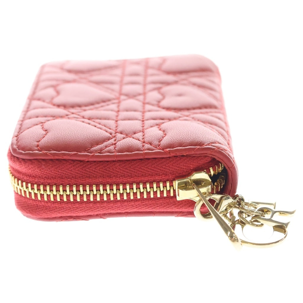 Christian Dior(クリスチャンディオール) レディ ディオール ヴォヤージュ コイン カードケース レザー カナージュ ハート レッド S0985ONHG レディース