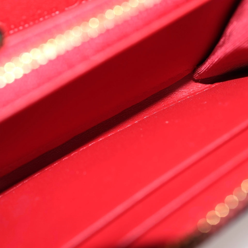 Christian Dior(クリスチャンディオール) レディ ディオール ヴォヤージュ コイン カードケース レザー カナージュ ハート レッド S0985ONHG レディース