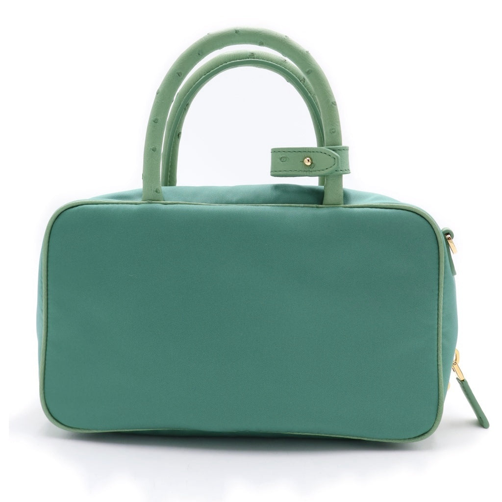 PRADA(プラダ) 2WAYハンドバッグ ショルダーバッグ ライトグリーン テスートナイロン× 1BB106 ゴールド金具 レディース