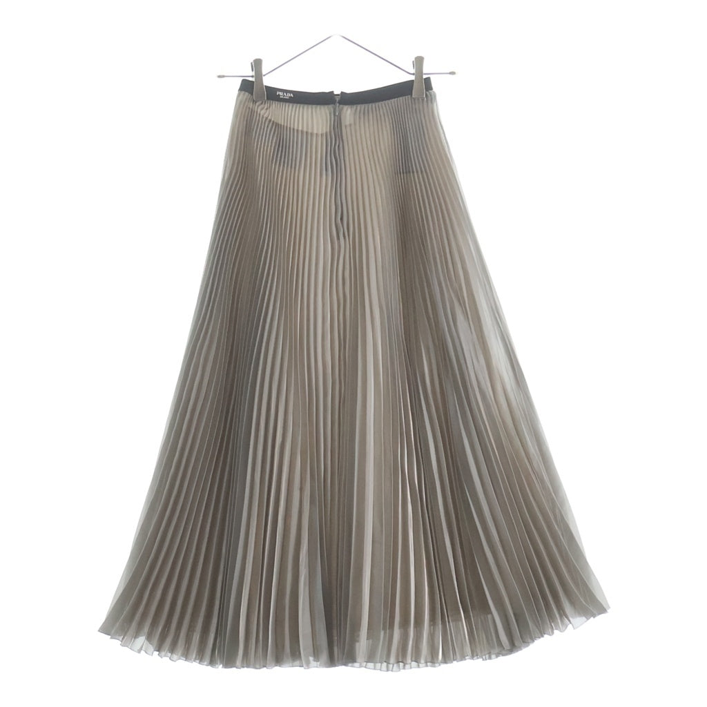 PRADA(プラダ) Pleated Skirt プリーツスカート ポリエステル ゴムウエスト シルバー P107V レディース