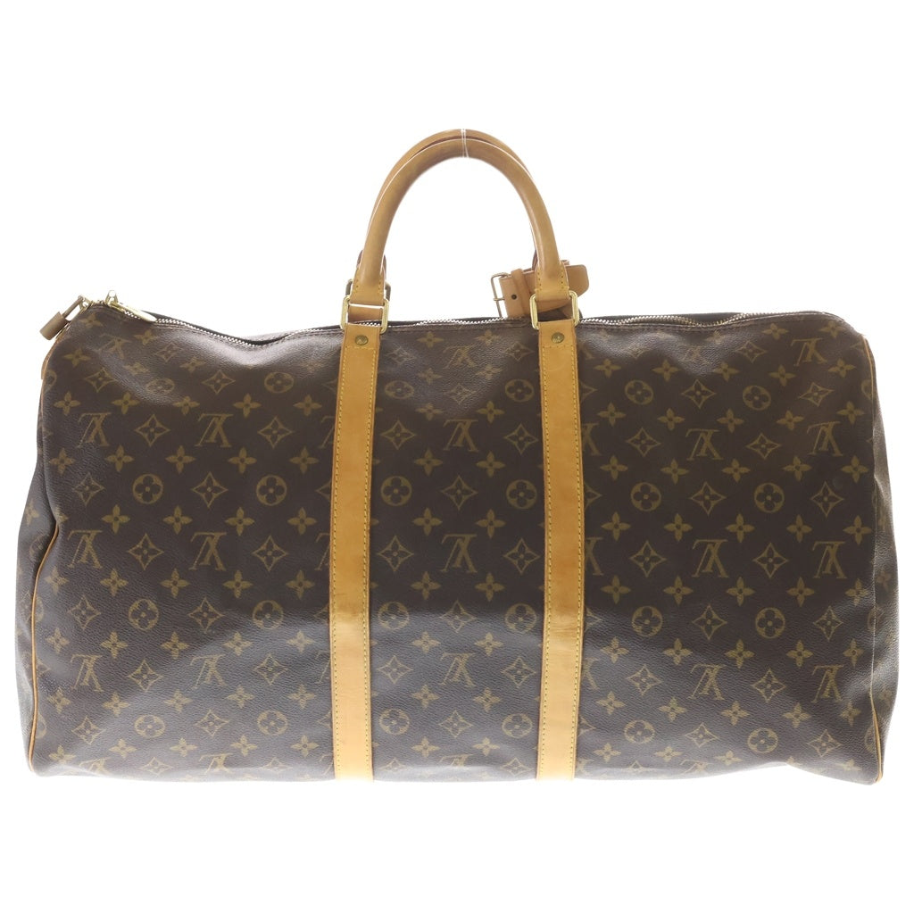 LOUIS VUITTON(ルイヴィトン) モノグラム キーポル55 ボストンバッグ ハンドバッグ トラベルバッグ ブラウン レザー×PVC M41424 ゴールド金具 レディース